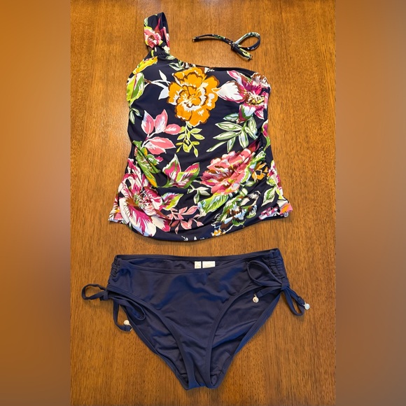 Anne Cole Navy Tankini Swimsuit - Picture 1 of 4